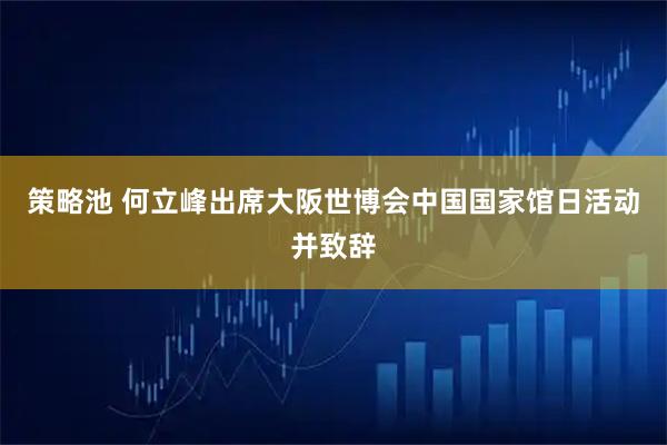 策略池 何立峰出席大阪世博会中国国家馆日活动并致辞